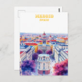 Madrid Spanje Silhouet Waterverf Schilderij Briefkaart (Voorkant / Achterkant)