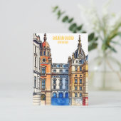 Madrid Spanje Silhouet Waterverf Schilderij Briefkaart (Staand voorkant)