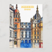 Madrid Spanje Silhouet Waterverf Schilderij Briefkaart (Voorkant)