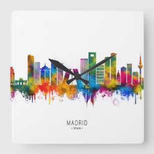 Madrid Spanje Skyline Vierkante Klok