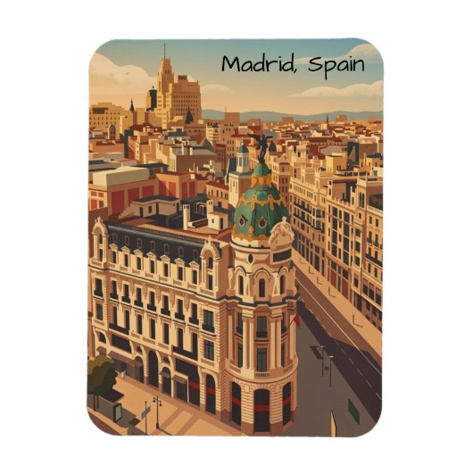 Madrid Spanje Stad Silhouet Architectuur Magneet (Verticaal)