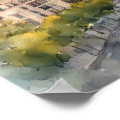 Madrid Spanje Stad Silhouet Waterverf Schilderij Poster (Hoek)