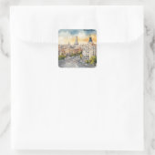 Madrid Spanje Stad Silhouet Waterverf Schilderij Vierkante Sticker (Tas)