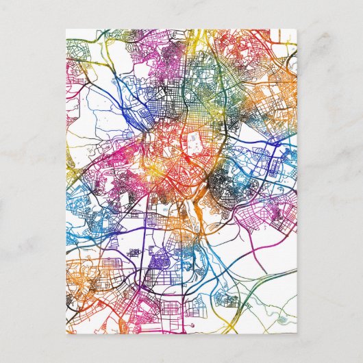 Madrid Spanje Stadskaart Briefkaart (Voorkant)