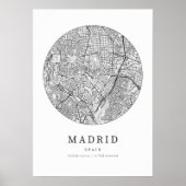 Madrid Spanje Straatindeling Kaart Poster (Voorkant)