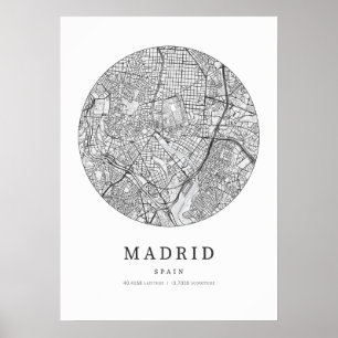 Madrid Spanje Straatindeling Kaart Poster