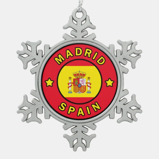 Madrid Spanje Tin Sneeuwvlok Ornament (Voorkant)