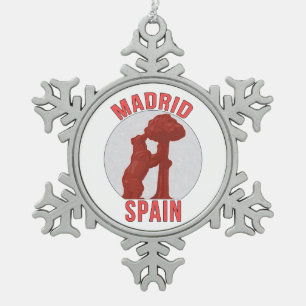 Madrid Spanje Tin Sneeuwvlok Ornament