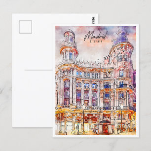 Madrid Spanje Travel Place Waterverf Briefkaart