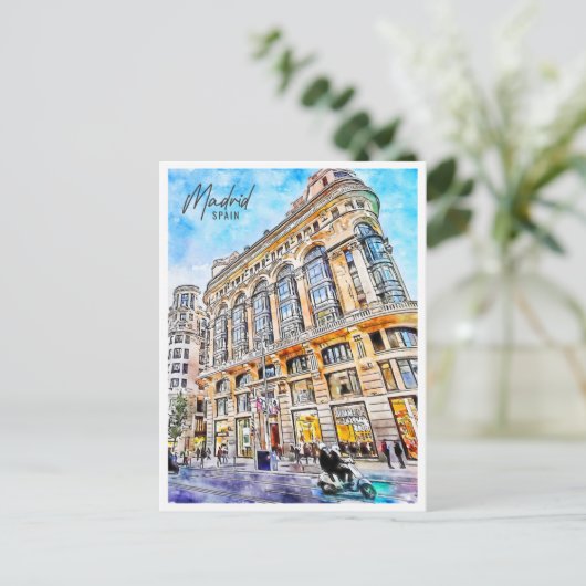 Madrid Spanje Travel Place Waterverf Briefkaart (Staand voorkant)
