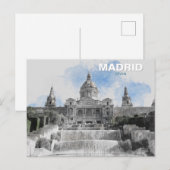 Madrid Spanje – Vakantie Souvenir met Schilderacht Feestdagenkaart (Voorkant / Achterkant)