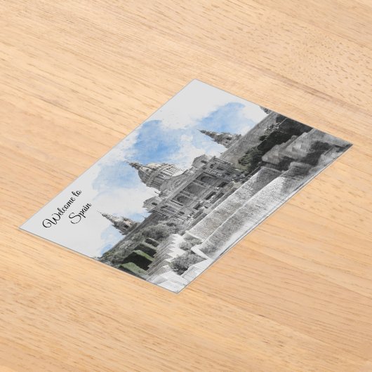 Madrid Spanje – Vakantie souvenir Welkom in Spanje Acryl Uitnodigingen (Laagn)
