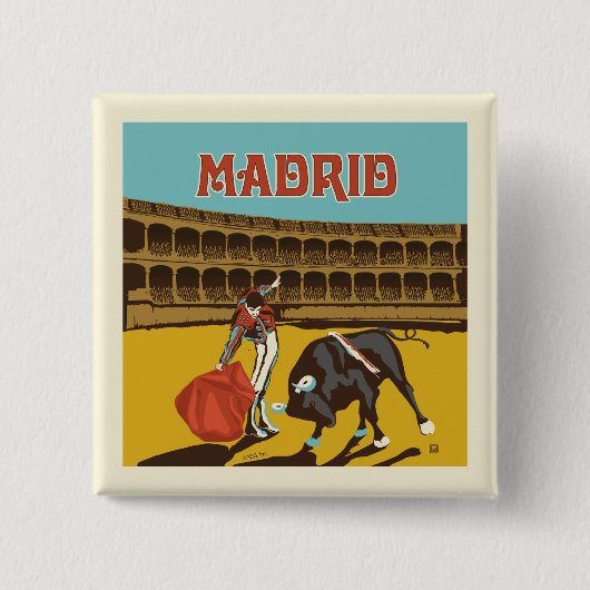Madrid, Spanje Vierkante Button 5,1 Cm (Voorkant)