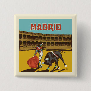 Madrid, Spanje Vierkante Button 5,1 Cm