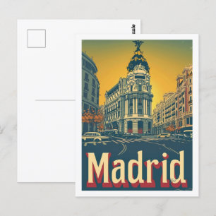 Madrid Spanje Vintage Beroemde Reisplaats Briefkaart