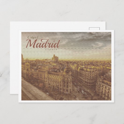 MADRID SPANJE VINTAGE - GRAN VIA BRIEFKAART (Voorkant / Achterkant)