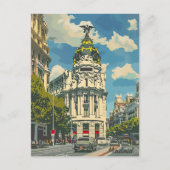 Madrid Spanje Vintage Retro Reizen Illustratie Briefkaart (Voorkant)
