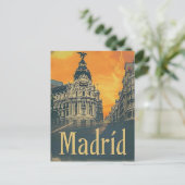 Madrid Spanje Vintage Retro Reizen Illustratie Briefkaart (Staand voorkant)