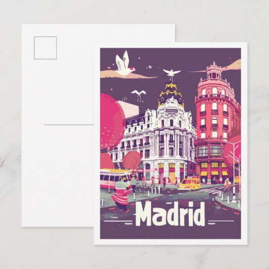 Madrid Spanje Vintage Travel Illustratie Briefkaart (Voorkant / Achterkant)