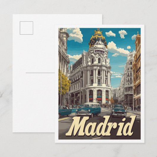 Madrid Spanje Vintage Travel Illustratie Briefkaart (Voorkant / Achterkant)