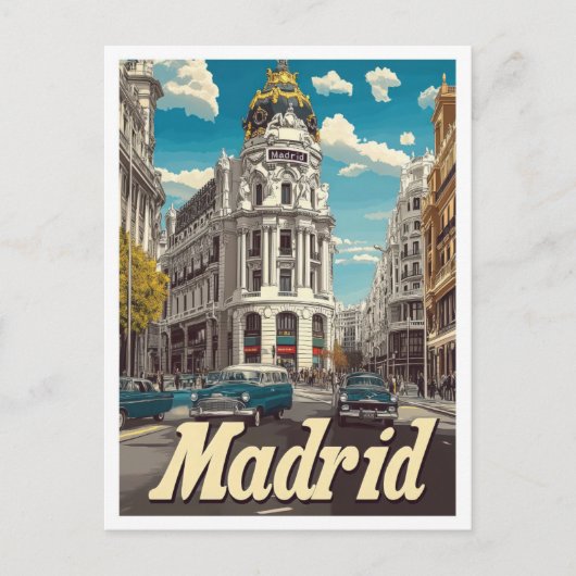 Madrid Spanje Vintage Travel Illustratie Briefkaart (Voorkant)