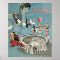 Madrid, Spanje Vintage Travel Poster