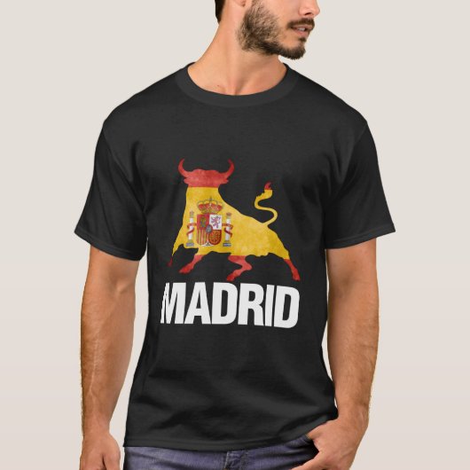 Madrid Spanje Vlag Stierengevecht T-shirt (Voorkant)