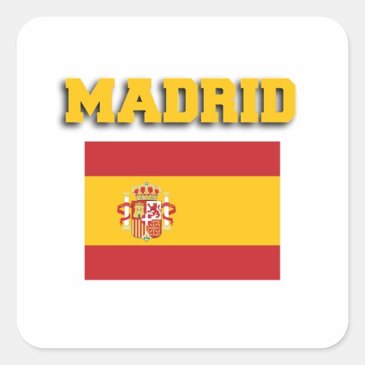Madrid Spanje Vlag Vierkante Sticker (Voorkant)