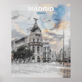 Madrid Spanje Wall Art – stadsgezicht Reizen Poster