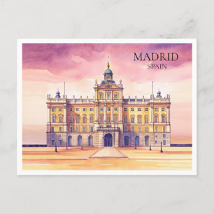 Madrid Spanje Waterverf Cityscape Travel Briefkaar Feestdagenkaart