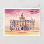 Madrid Spanje Waterverf Cityscape Travel Briefkaar Feestdagenkaart (Voorkant)