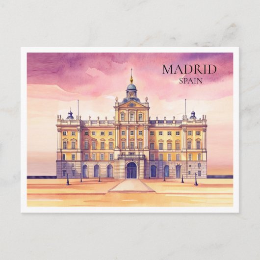 Madrid Spanje Waterverf Cityscape Travel Briefkaar Feestdagenkaart (Voorkant)