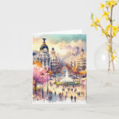 Madrid Spanje Waterverf Kaart (Gele Bloem)