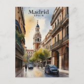 Madrid Spanje Waterverf Schilderij Reizen Briefkaart (Voorkant)