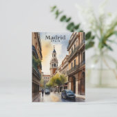 Madrid Spanje Waterverf Schilderij Reizen Briefkaart (Staand voorkant)