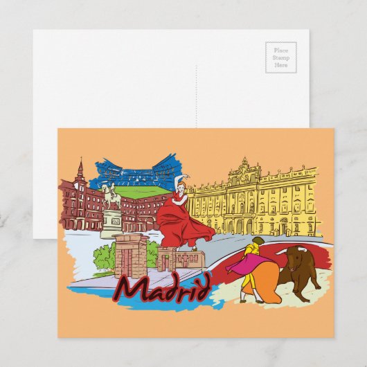 Madrid, Spanje Wereldberoemd Briefkaart (Voorkant / Achterkant)