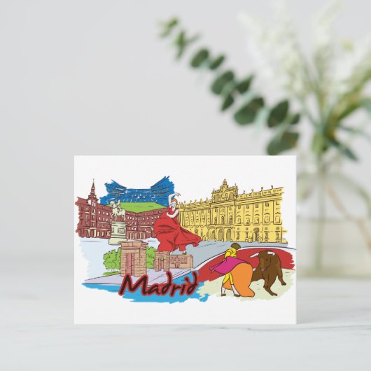 Madrid Spanje Wereldberoemde stad Briefkaart (Staand voorkant)