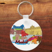 Madrid, Spanje Wereldberoemde stad Sleutelhanger (Voorkant)