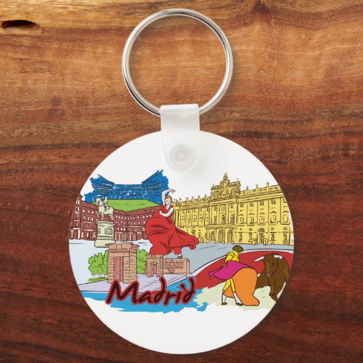 Madrid, Spanje Wereldberoemde stad Sleutelhanger (Voorkant)