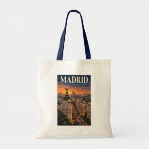 Madrid Spanje Zonsondergang Illustratie Reis Kunst Tote Bag