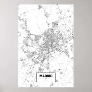 Madrid, Spanje (zwart op wit) Poster
