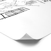 Madrid Spanje Zwarte en Witte Stadskaart Poster (Hoek)