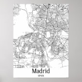 Madrid Spanje Zwarte en Witte Stadskaart Poster (Voorkant)