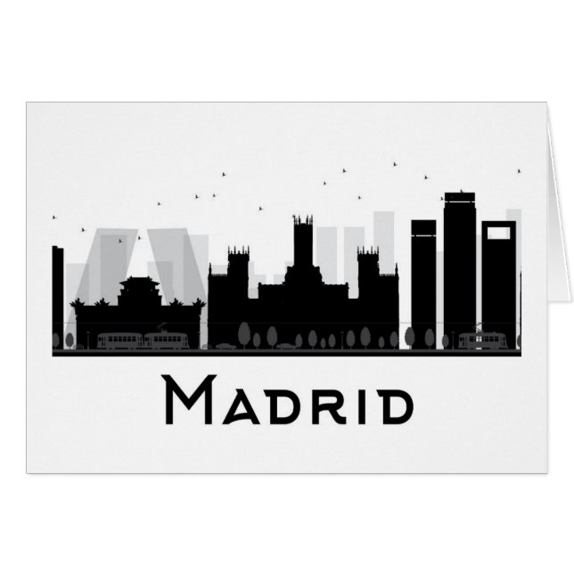 Madrid, Spanje | Zwarte en witte veldlijn (Voorkant Horizontaal)