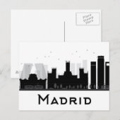 Madrid, Spanje | Zwarte en witte veldlijn Briefkaart (Voorkant / Achterkant)