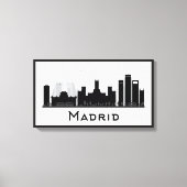 Madrid, Spanje | Zwarte en witte veldlijn Canvas Afdruk (Voorkant)