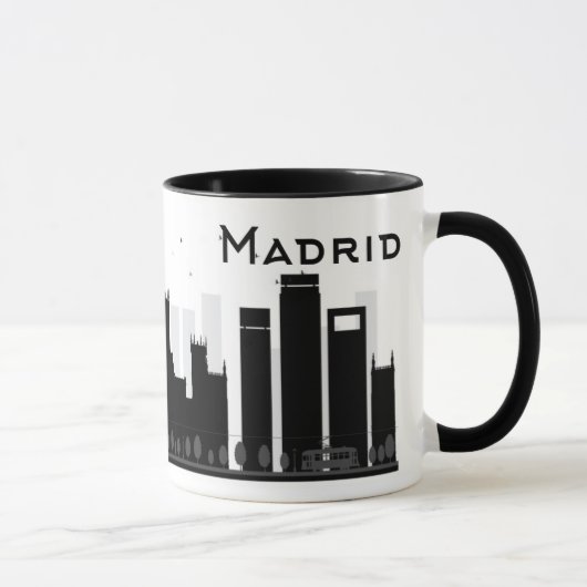 Madrid, Spanje | Zwarte en witte veldlijn Mok (Rechts)