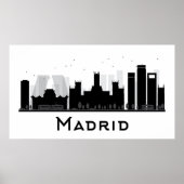 Madrid, Spanje | Zwarte en witte veldlijn Poster (Voorkant)