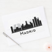 Madrid, Spanje | Zwarte en witte veldlijn Rechthoekige Sticker (Envelop)