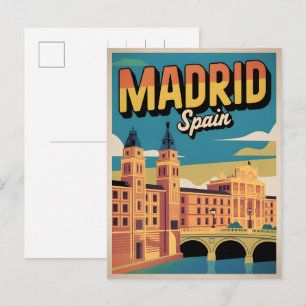 Madrid stad spanje vintage reis souvenirs, cadeaus briefkaart